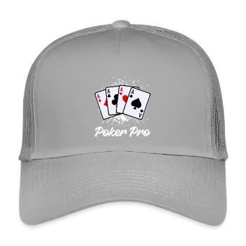 Jeu de cartes de casino Poker professionnel - Casquette trucker enfant - gris clair - Devant