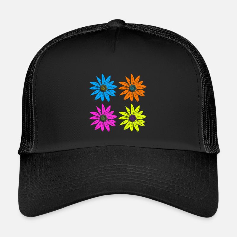 Blumen Pop Art vier Farben - Kinder Trucker-Cap - Schwarz/Schwarz