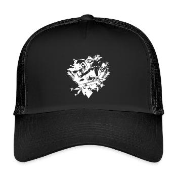 Skater Zeichnung - Kinder Trucker-Cap - Schwarz/Schwarz - Vorne