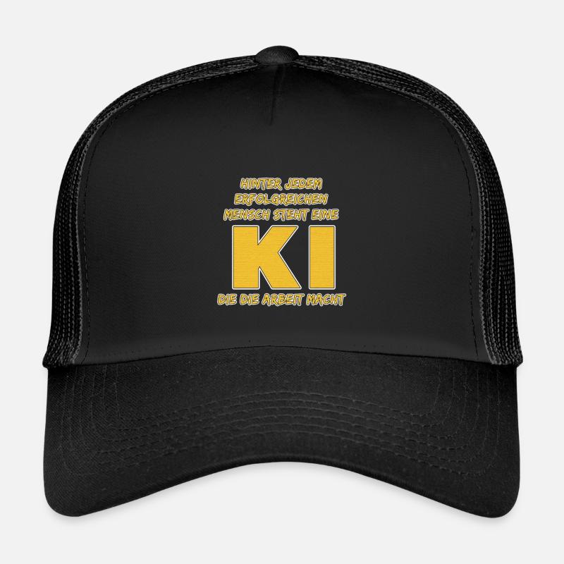 Hinter jedem erfolgreichen Mensch steht eine KI…. - Kinder Trucker-Cap - Schwarz/Schwarz