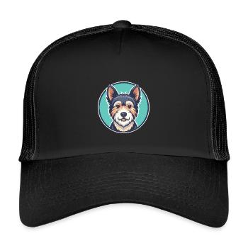 Teddy Roosevelt Terrier Hunderasse Karikatur Kawaii - Kinder Trucker-Cap - Schwarz/Schwarz - Vorne