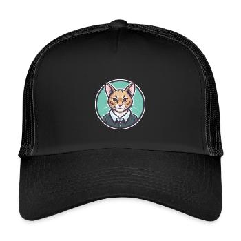 Australische Nebelkatzenrasse Cartoon Kawaii Tier - Kinder Trucker-Cap - Schwarz/Schwarz - Vorne