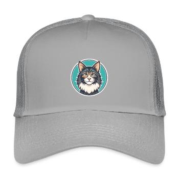 Chat de la forêt norvégienne Race Dessin animé Kawaii Animal - Casquette trucker enfant - gris clair - Devant