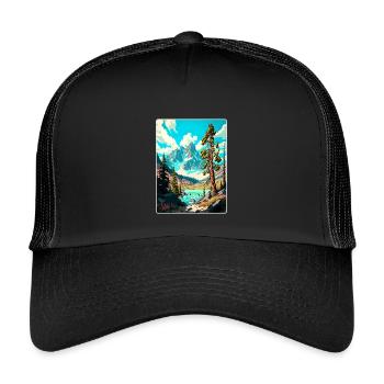 Bridger Teton Nationalpark Reiseposter Souvenir - Kinder Trucker-Cap - Schwarz/Schwarz - Vorne
