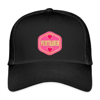 Vertrauen schenken - WERTE - Kinder Trucker-Cap - Schwarz/Schwarz - Vorne