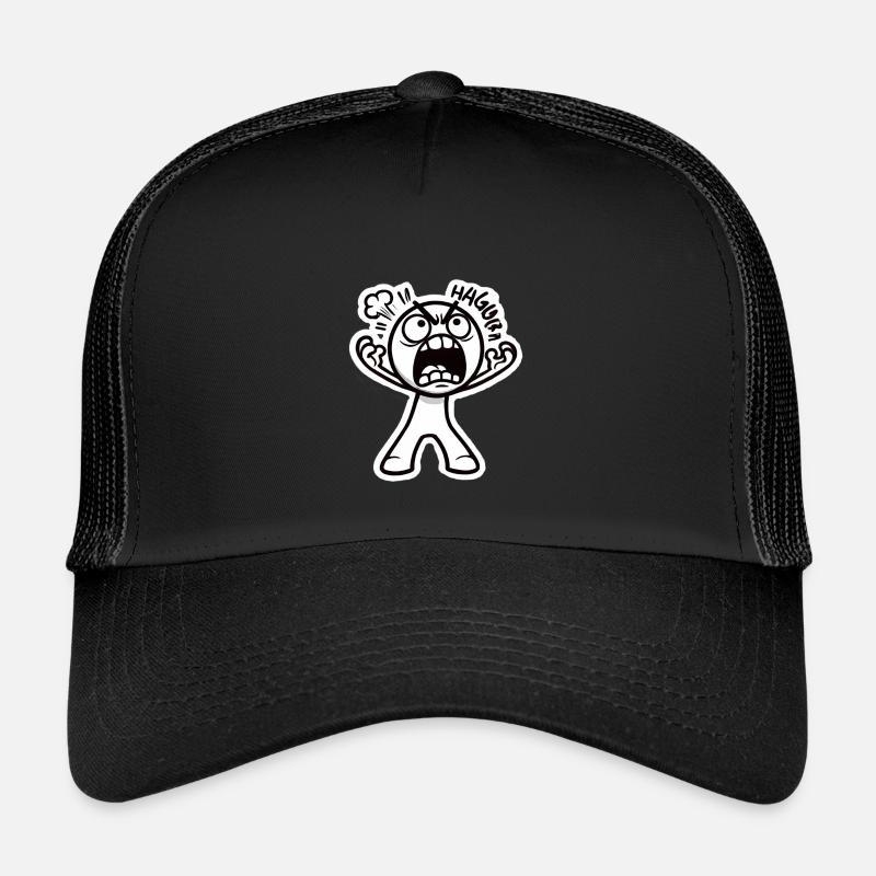 Wütende Cartoon-Stickfigur Sticker - Kinder Trucker-Cap - Schwarz/Schwarz
