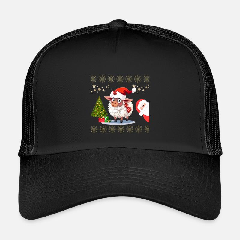 Festliches Weihnachtsschaf - Pullis und Süße Kleid - Kinder Trucker-Cap - Schwarz/Schwarz