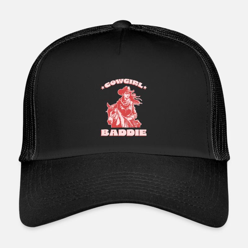 Western Baddie auf dem Pferd - Kinder Trucker-Cap - Schwarz/Schwarz