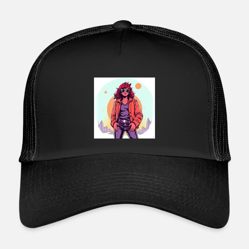 90‘s Style - Kinder Trucker-Cap - Schwarz/Schwarz