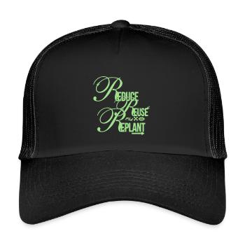Eco Message – Reduce Reuse Replant - Kinder Trucker-Cap - Schwarz/Schwarz - Vorne