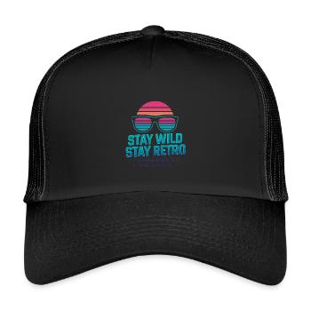 Stay Wild Stay Retro Neon - Kinder Trucker-Cap - Schwarz/Schwarz - Vorne