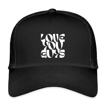 Bold Love You Guys Typografie Design - Kinder Trucker-Cap - Schwarz/Schwarz - Vorne