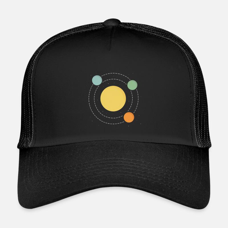Sonnen-Orbit Abstrakt Druckdesign - Kinder Trucker-Cap - Schwarz/Schwarz