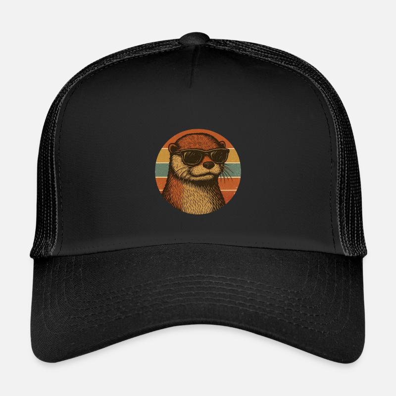 Cool Otter with Sunglasses Retro Design Kinder Trucker-Cap
