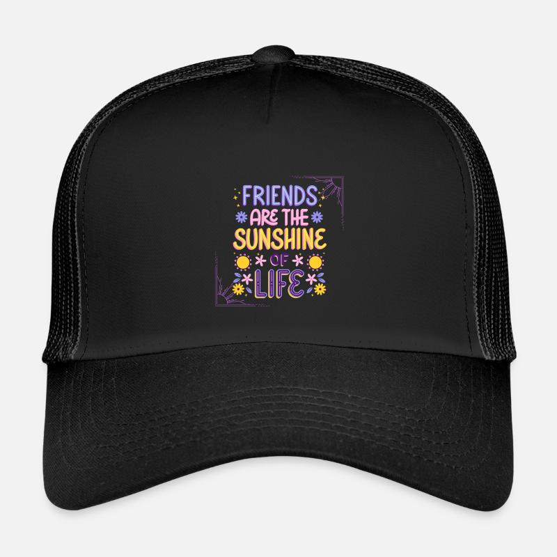 Sunshine Freundschaft Zitat Design - Kinder Trucker-Cap - Schwarz/Schwarz