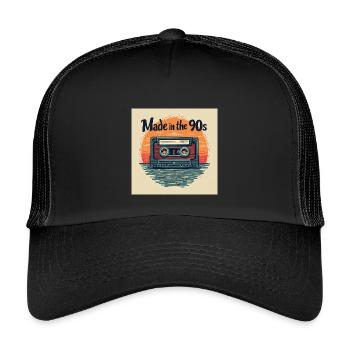 Retro Cassette Audio Design - Kids’ Trucker Cap - black/black - Front