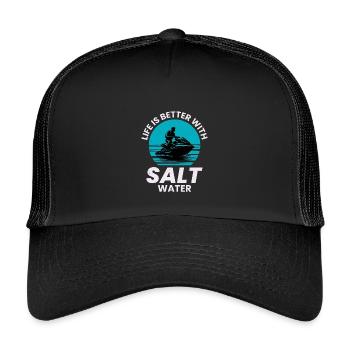Das Leben ist besser mit Salzwasser - Kinder Trucker-Cap - Schwarz/Schwarz - Vorne