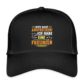 Malle BITTE NICHT ANSPRECHEN Lustiges - Kinder Trucker-Cap - Schwarz/Schwarz - Vorne
