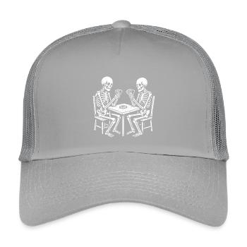 Modèle d'impression de jeu de cartes squelette - Casquette trucker enfant - gris clair - Devant