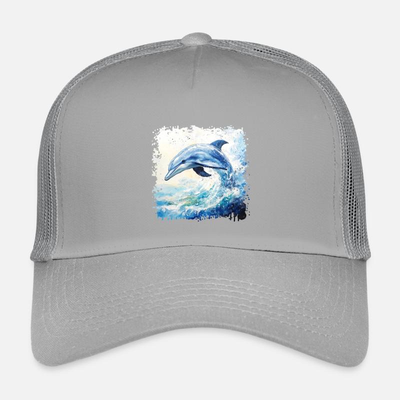 Dauphin amusant dans un tourbillon d’aquarelle Casquette trucker enfant
