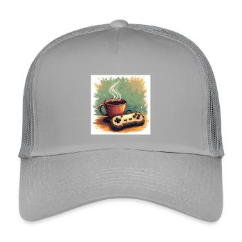 Caffeine & Campaigns - Kids’ Trucker Cap - light grey - Front