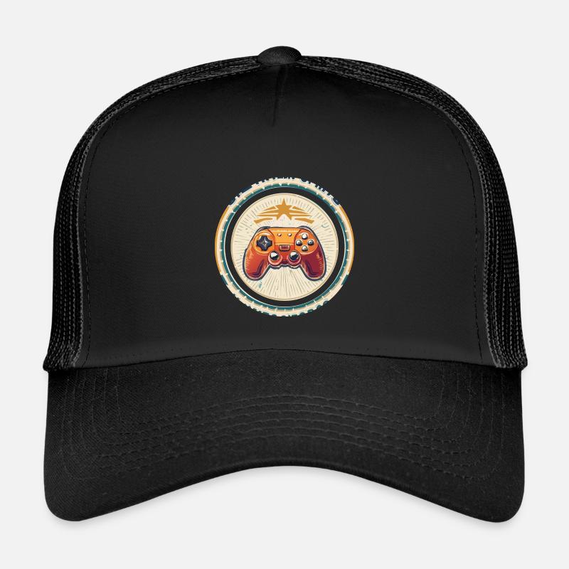 Retro Spielcontroller Abzeichen - Kinder Trucker-Cap - Schwarz/Schwarz