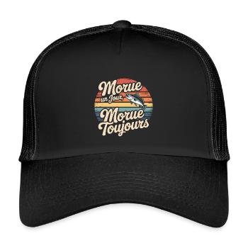 Kabeljau Tag Kabeljau immer - Kinder Trucker-Cap - Schwarz/Schwarz - Vorne