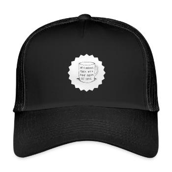 Koffein: Kein Morgen oder Abend, nur Kaffee - Kinder Trucker-Cap - Schwarz/Schwarz - Vorne