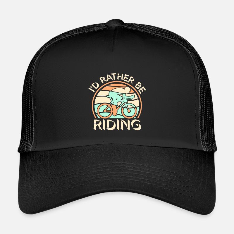 Vintage Radfahrer I'd Rather Be Riding Retro Logo - Kinder Trucker-Cap - Schwarz/Schwarz