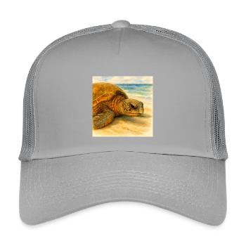Tortue aquarelle près de la plage - Casquette trucker enfant - gris clair - Devant