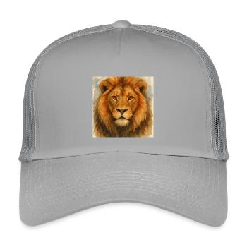 Watercolor Lion Portrait - Kids’ Trucker Cap - light grey - Front