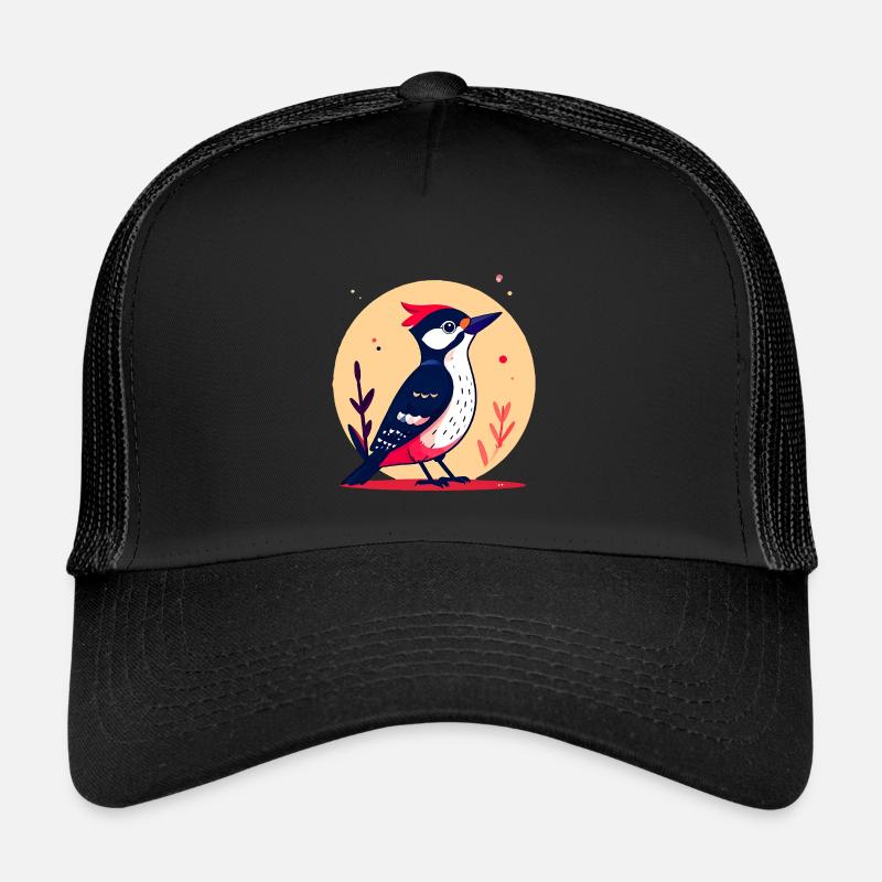 Buntspecht mit roter Haube - Kinder Trucker-Cap - Schwarz/Schwarz