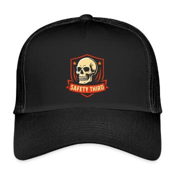 Safety Third Badge Skull Safety Third - Kids’ Trucker Cap - black/black - Front