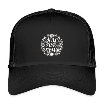 Du bist genug Selbstliebe-Motivationsbestätigung - Kinder Trucker-Cap - Schwarz/Schwarz - Vorne