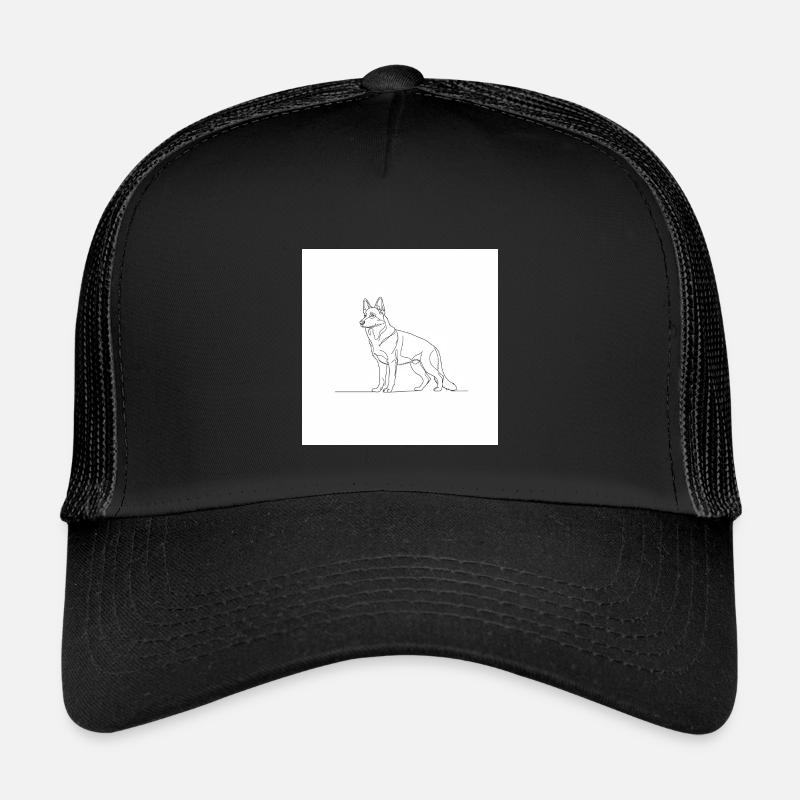 Minimalistische Schäferhund-Linie - Kinder Trucker-Cap - Schwarz/Schwarz