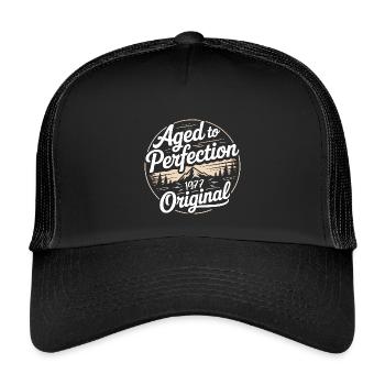 Jahrgang 1977 geboren Retro Original 1977 - Kinder Trucker-Cap - Schwarz/Schwarz - Vorne