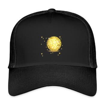 Goldenes Disco-Ball Glanz - Kinder Trucker-Cap - Schwarz/Schwarz - Vorne