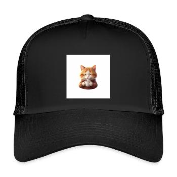 Cuddly Kitten Coffee Magic - Kids’ Trucker Cap - black/black - Front