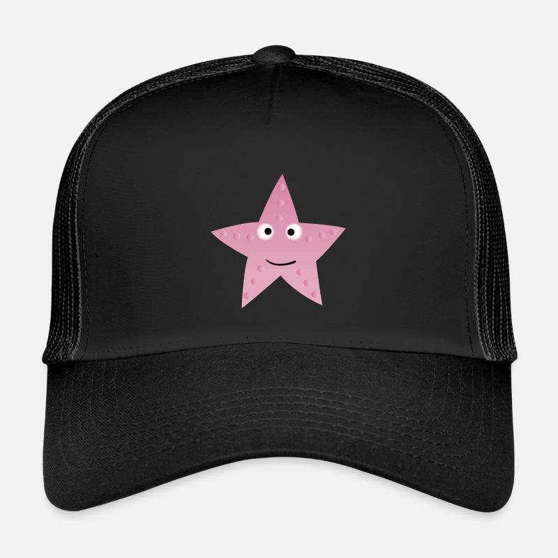 Pink Star mit Lächeln - Kinder Trucker-Cap - Schwarz/Schwarz