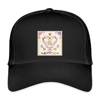 Design élégant d’ornements en forme de cœur vintage - Casquette trucker enfant - noir/noir - Devant