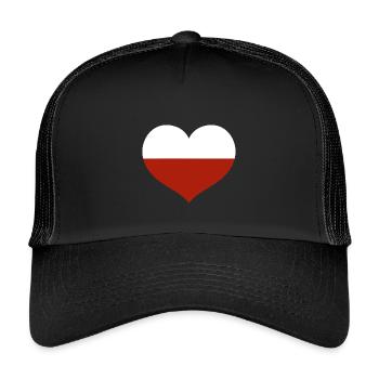 Emblem der polnischen Flagge Herz - Kinder Trucker-Cap - Schwarz/Schwarz - Vorne