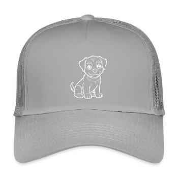Happy puppy outline - Kids’ Trucker Cap - light grey - Front