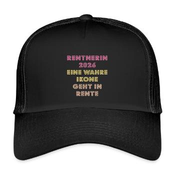 Rente Abschied Rentnerin 2026 - Kinder Trucker-Cap - Schwarz/Schwarz - Vorne
