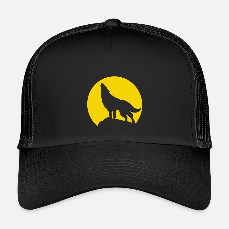 Mondsilhouette Wolfheulen - Kinder Trucker-Cap - Schwarz/Schwarz