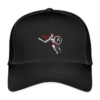 Spartan Attack Sword Shield Spartan-Maskottchen - Kinder Trucker-Cap - Schwarz/Schwarz - Vorne