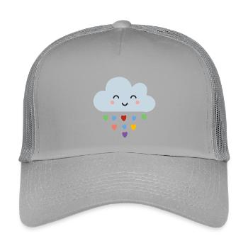 Cute Cloud Rainbow Hearts Kawaii Happy Mood Design - Kids’ Trucker Cap - light grey - Front