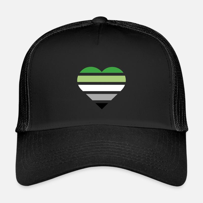 Pride Flag Heart · Aromantic - Kinder Trucker-Cap - Schwarz/Schwarz