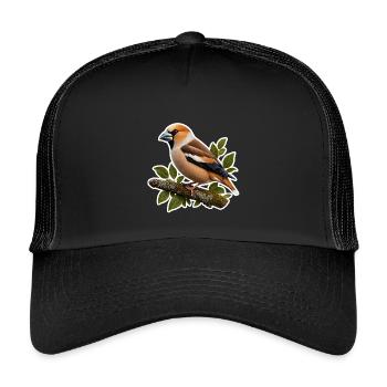Noble Hawfinch Sticker – Detailed Nature Illustrations - Kids’ Trucker Cap - black/black - Front