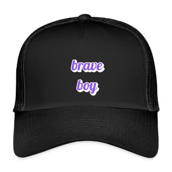 Brave Boy Lettering - Kids’ Trucker Cap - black/black - Front