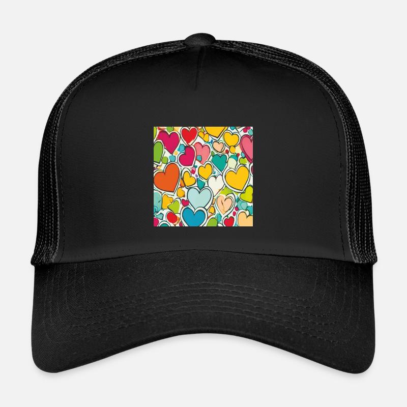 Herz als Aquarell - Kinder Trucker-Cap - Schwarz/Schwarz